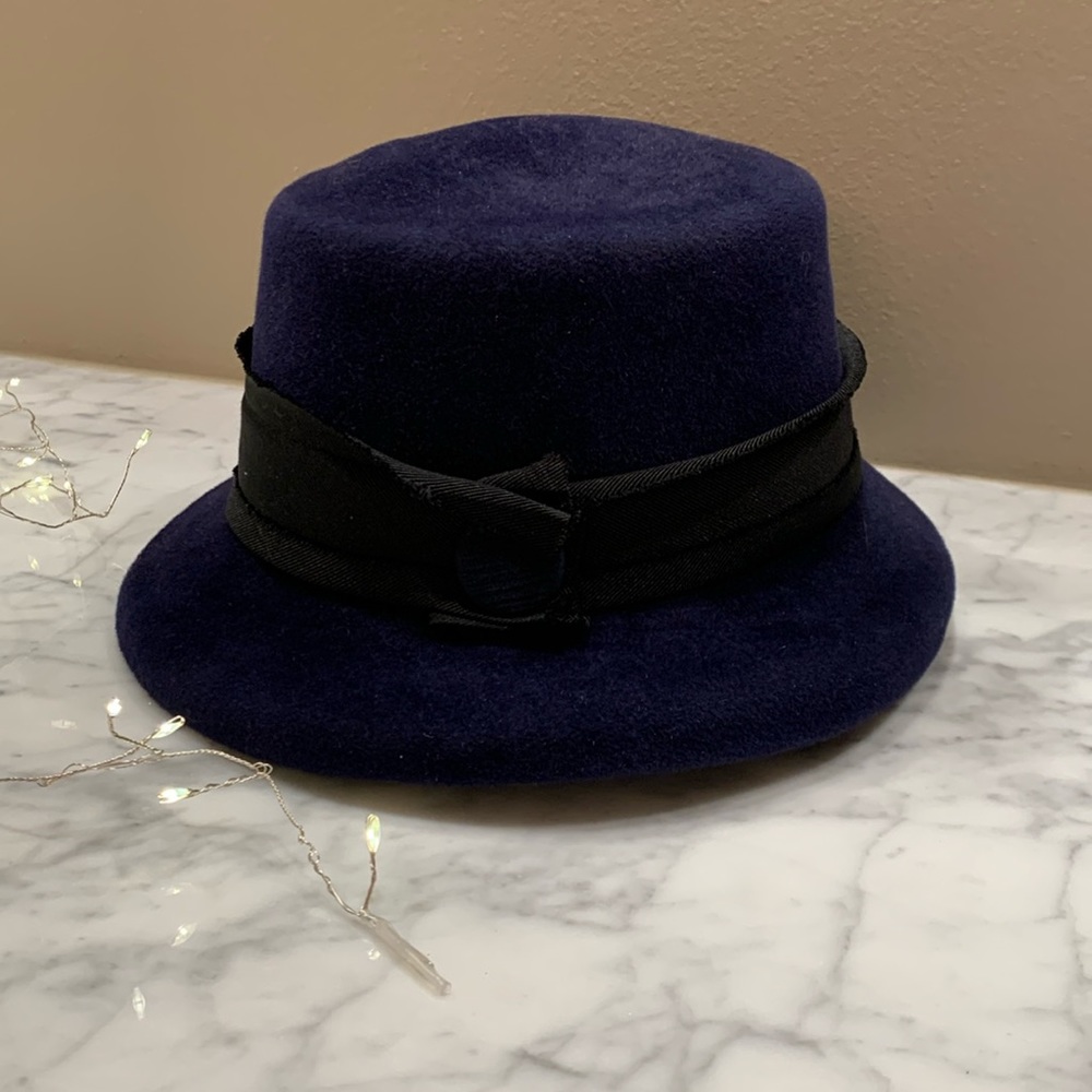 Handmade Navy Velvety Felt Hat